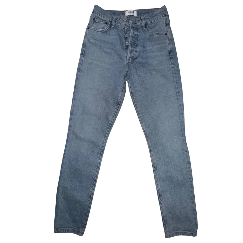 AGOLDE Nico Jeans 24 Blue High Rise Slim Fit Button Fly Minimalist‎